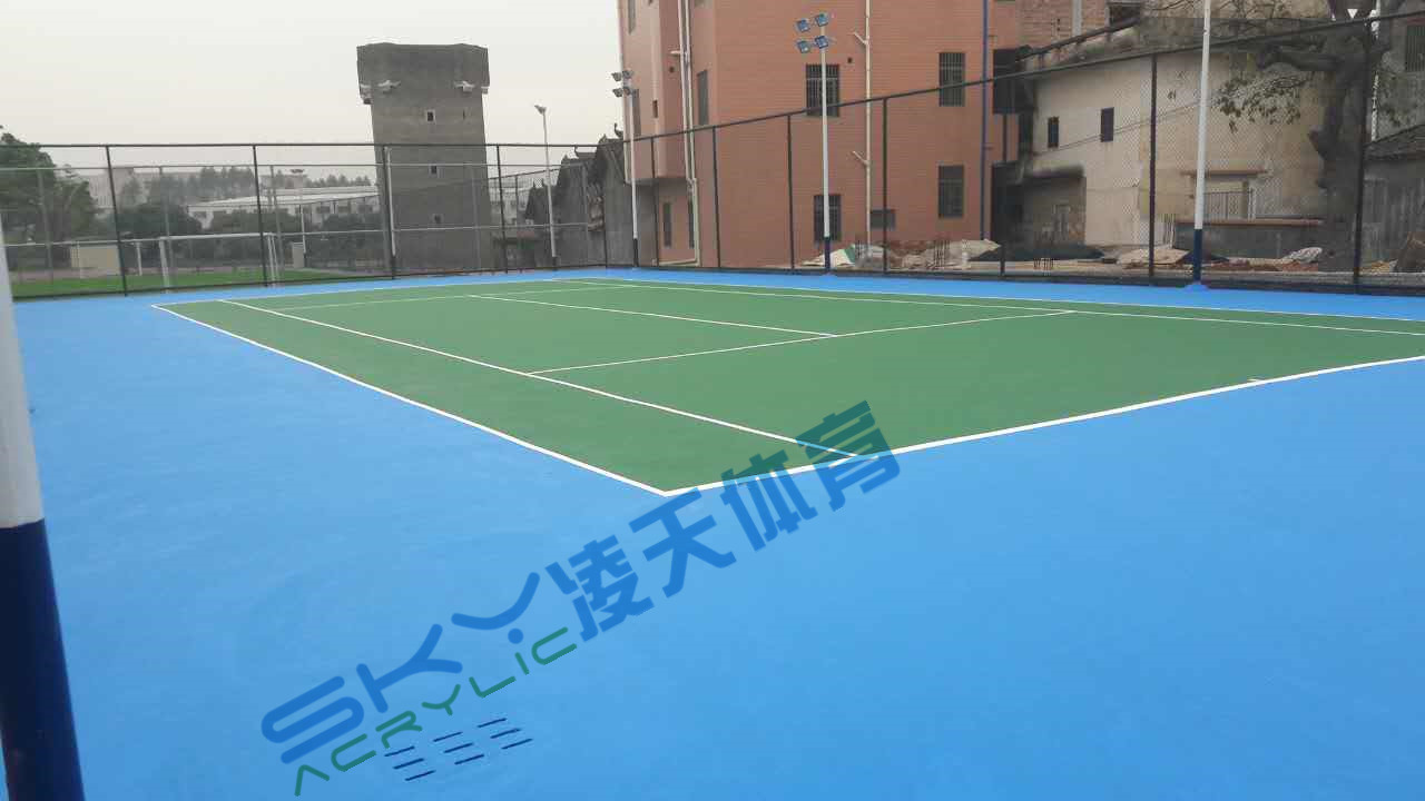 丙烯酸球场案例：广州市增城石迳村丙烯酸网球
