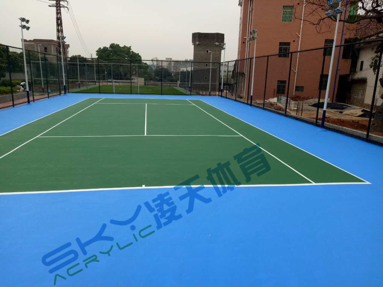 丙烯酸球场案例：广州市增城石迳村丙烯酸网球